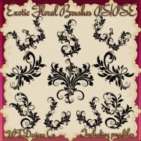 WTD Exotic Floral Brushes PS/PSE and PNG Files cu