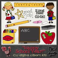 Happy School Year! School themed CU clipart