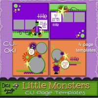 Little Monsters! Halloween themed CU Page Templates