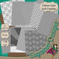 Valentines paper bundle 6 templates by Sugarbutt Designs